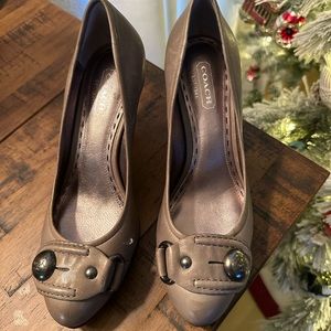 Coach grey 3” heels size 6